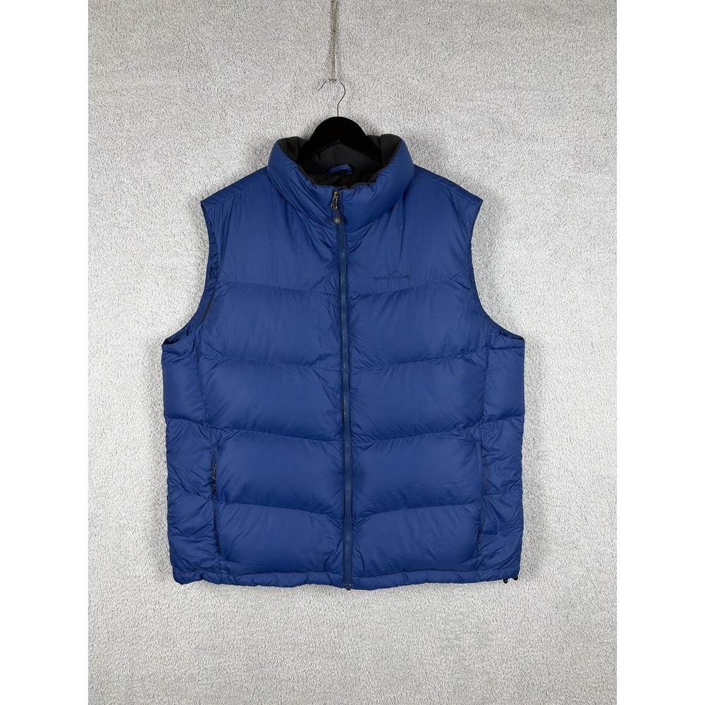 Vintage Eddie Bauer Puffer Vest Men's XL Blue EB700 Premium Goose Down Full Zip